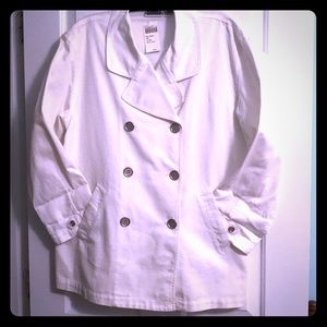 Chico’s White denim pea coat size 2/L